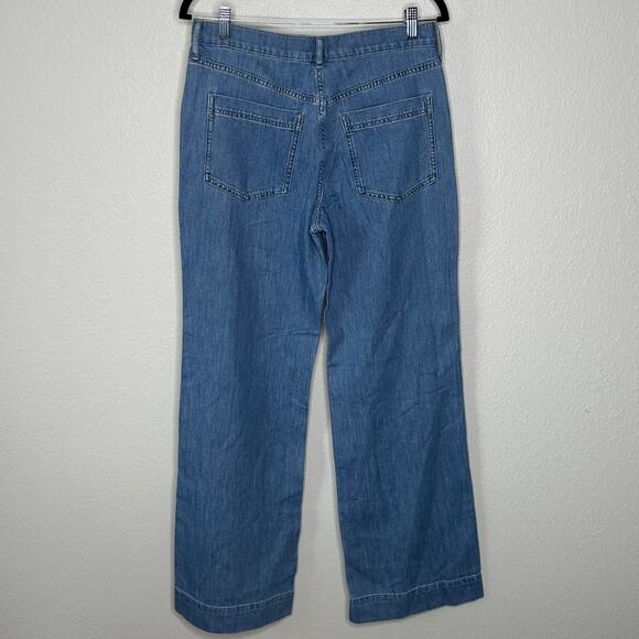 J.Crew Women’s Drapey Denim Trouser Light Wash Wide Leg BY994 Size 27 New - Picture 7 of 16